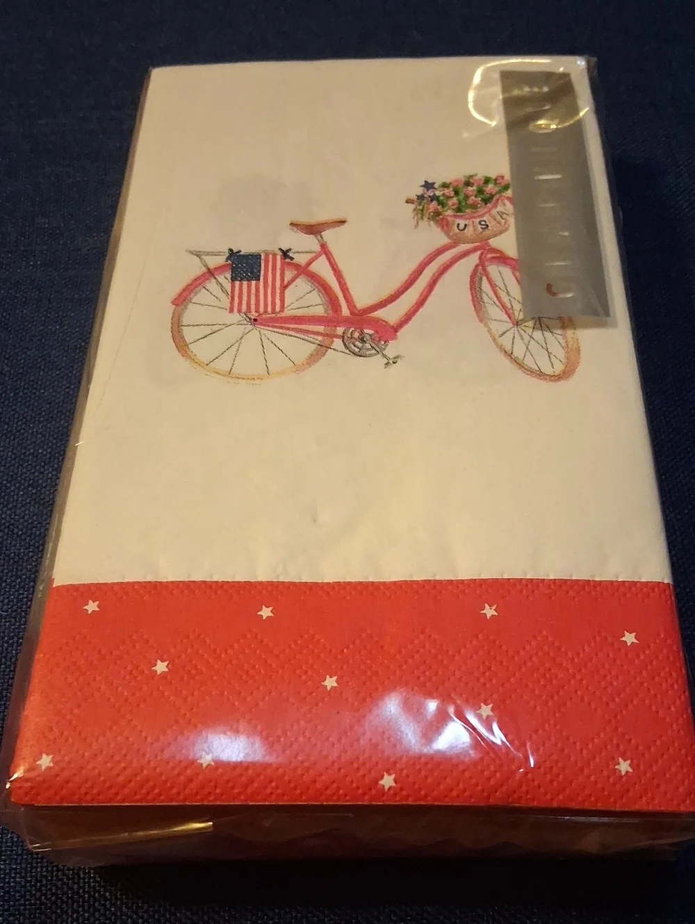 Graphique De France Pink Bicycle Napkins with Red Star Border